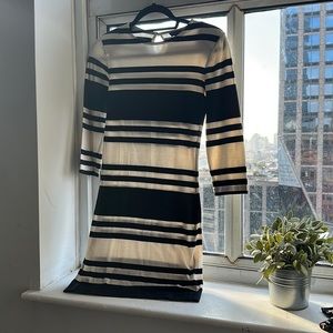 French connection striped dress size 4 shoulder pads